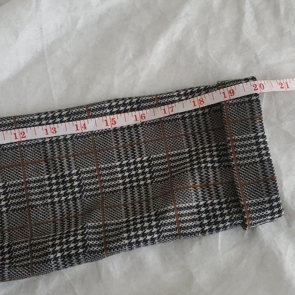 Eclipse Lapel Colar Folding Sleeve Open Front Plaid Blazer Brown Size Small - Picture 11 of 12